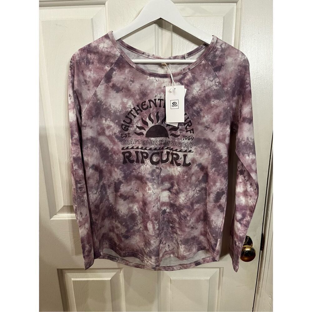 Rip Curl Purple Tie Dye Long Sleeve Logo Shirt Top sz S NWT